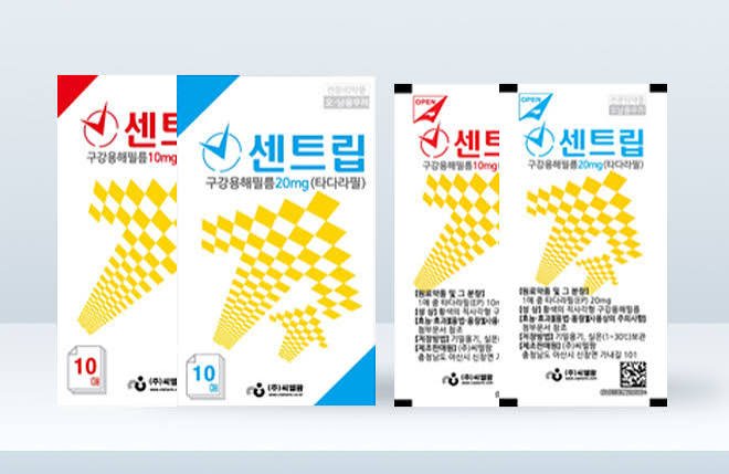 씨엘팜 센트립 20mg 타다라필 구강용해필름 제품 박스